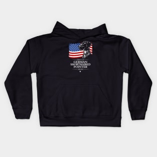 German Shorthaired Pointer Mom American Flag patriotic dog Kids Hoodie